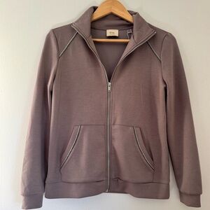 Tahari Women's Smokey Taupe Zip Up Sweatshirt Jacket
